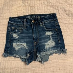 American Eagle high rise denim shortie shorts